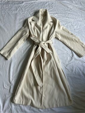 H&M cream long belted overcoat